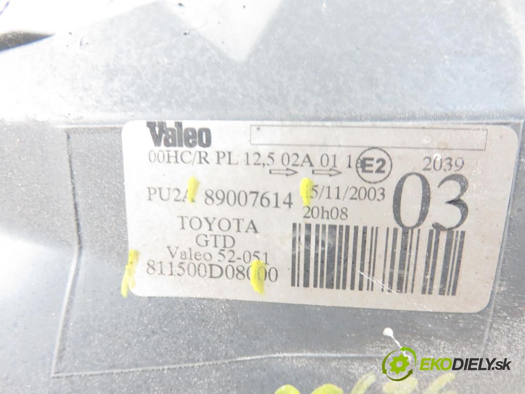 TOYOTA YARIS (_P1_) HB 2004 50,00 1.0 VVT- i 68 - 1SZ-FE 998,00 Svetlo LP 89007614 ; 811500D08