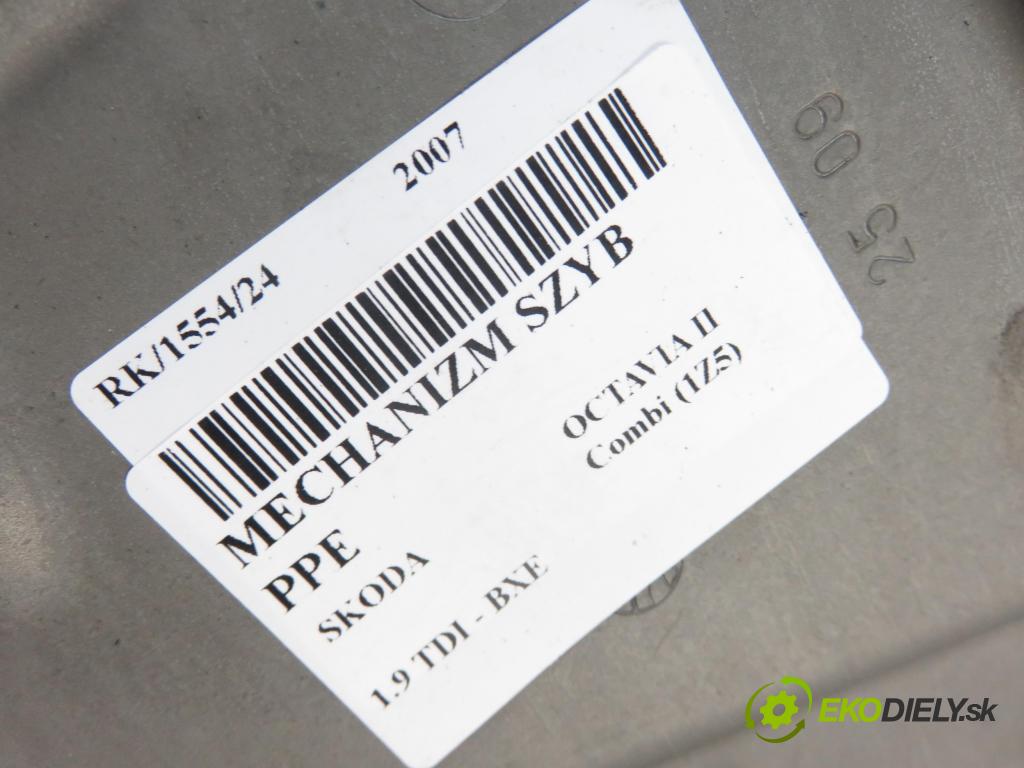 SKODA OCTAVIA II Combi (1Z5) KOMBI 2007 77,00 1.9 TDI - BXE 1896,00 mechanismus oken PPE 1Z1837656G ; 1K0959792J ; 1T0959702D