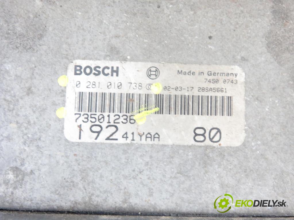 FIAT STILO (192_) HB 2002 59,00 1.9 JTD (192_XF1A) - 192 A3.000 1910,00 Riadiaca jednotka Motor 0281010738 ; 73501236