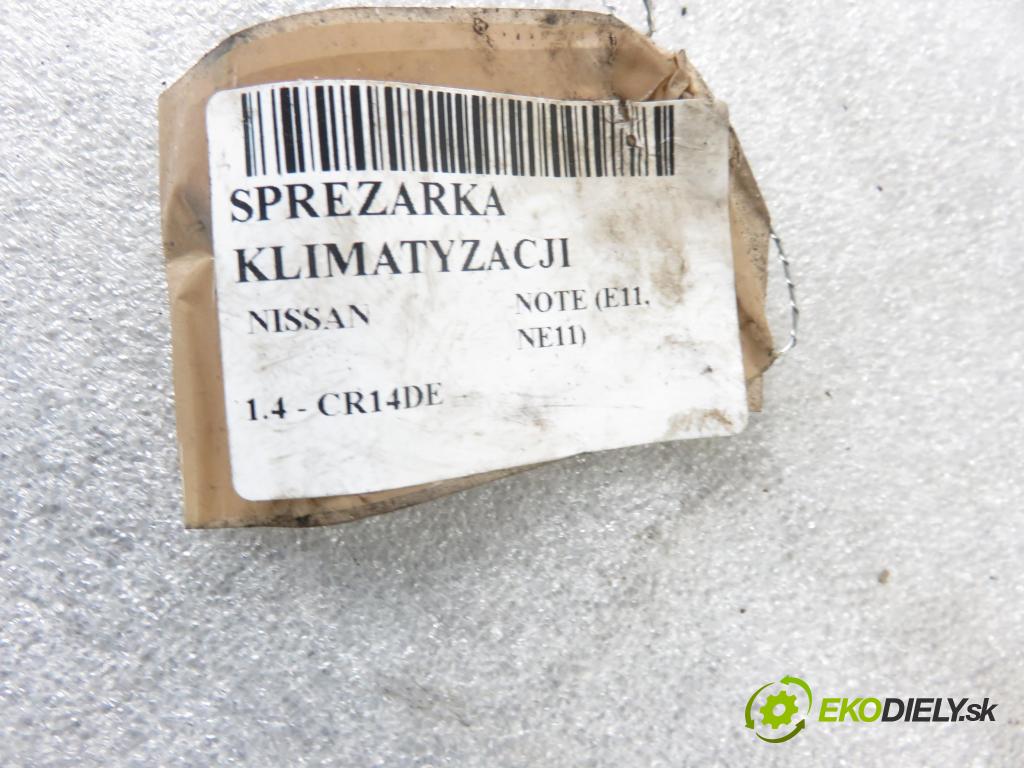 NISSAN NOTE (E11, NE11) MINIVAN 2011 65,00 1.4 - CR14DE 1386,00 KOMPRESOR: klimatizace 92600AX84B ; Z0009428A (Kompresory)