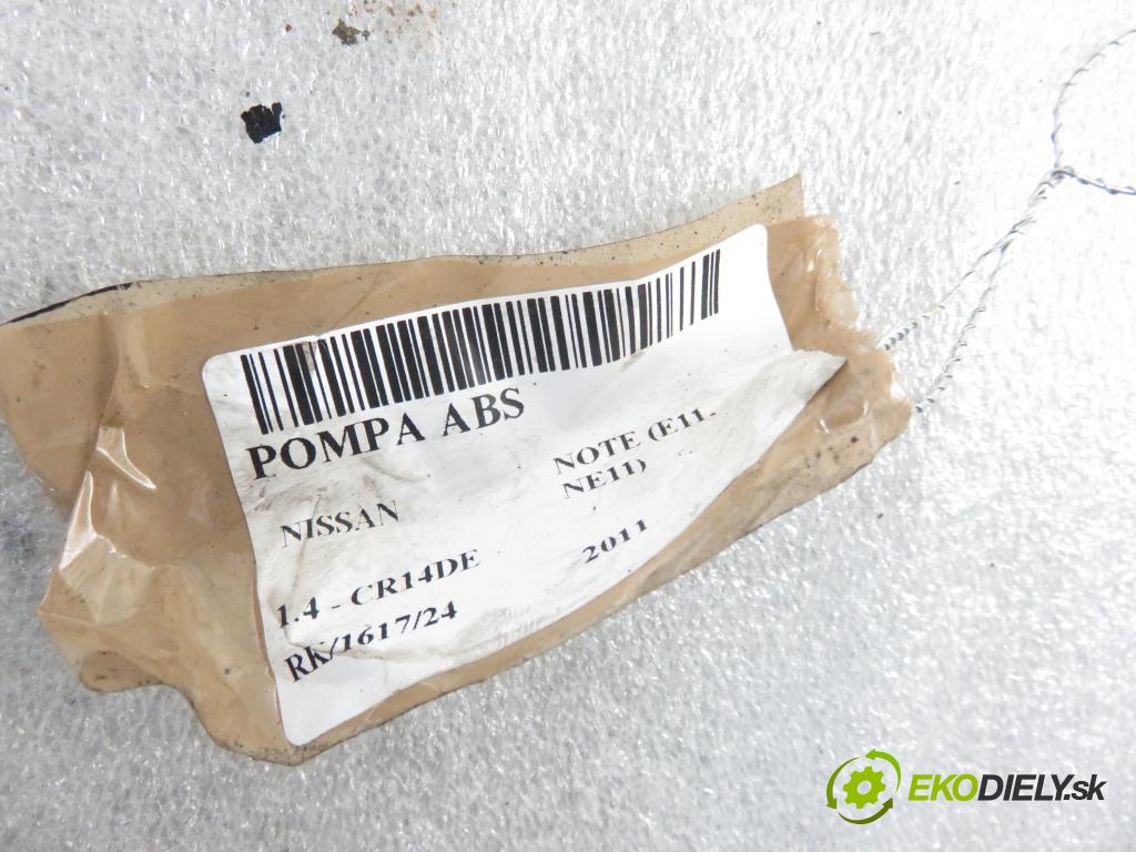 NISSAN NOTE (E11, NE11) MINIVAN 2011 65,00 1.4 - CR14DE 1386,00 Pumpa ABS 0265950494 ; 476601U600 ; 0265235043 (Pumpy ABS)