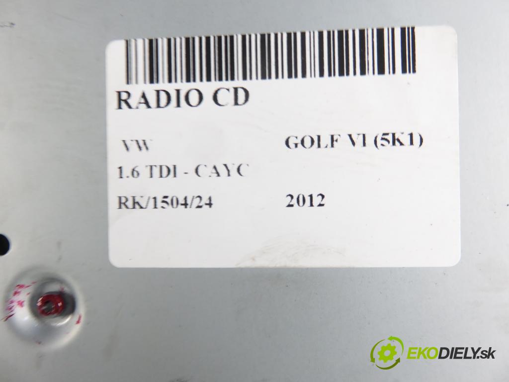 VW GOLF VI (5K1) HB 2012 77,00 1.6 TDI - CAYC 1598,00 RADIO CD 1K0035186AN