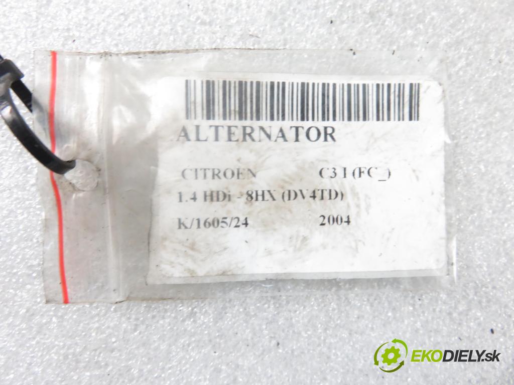 CITROEN C3 I (FC_) HB 2004 50,00 1.4 HDi 8V - 8HX 1398,00 Alternátor 9646476280 (Alternátory)