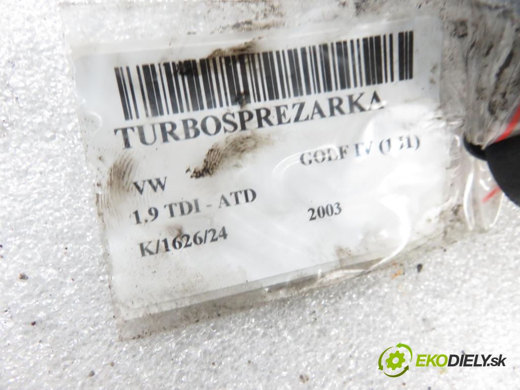 VW GOLF IV (1J1) HB 2003 74,00 1.9 TDI PD 101 - ATD 1896,00 RYCHLONABÍJEČKA: 038253016L (Turbodúchadla (kompletní))