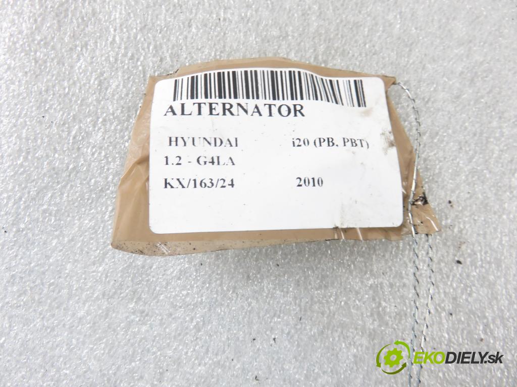 HYUNDAI i20 (PB, PBT) HB 2010 57,00 1.2 - G4LA 1248,00 Alternátor 3730003100 ; 2655633 (Alternátory)
