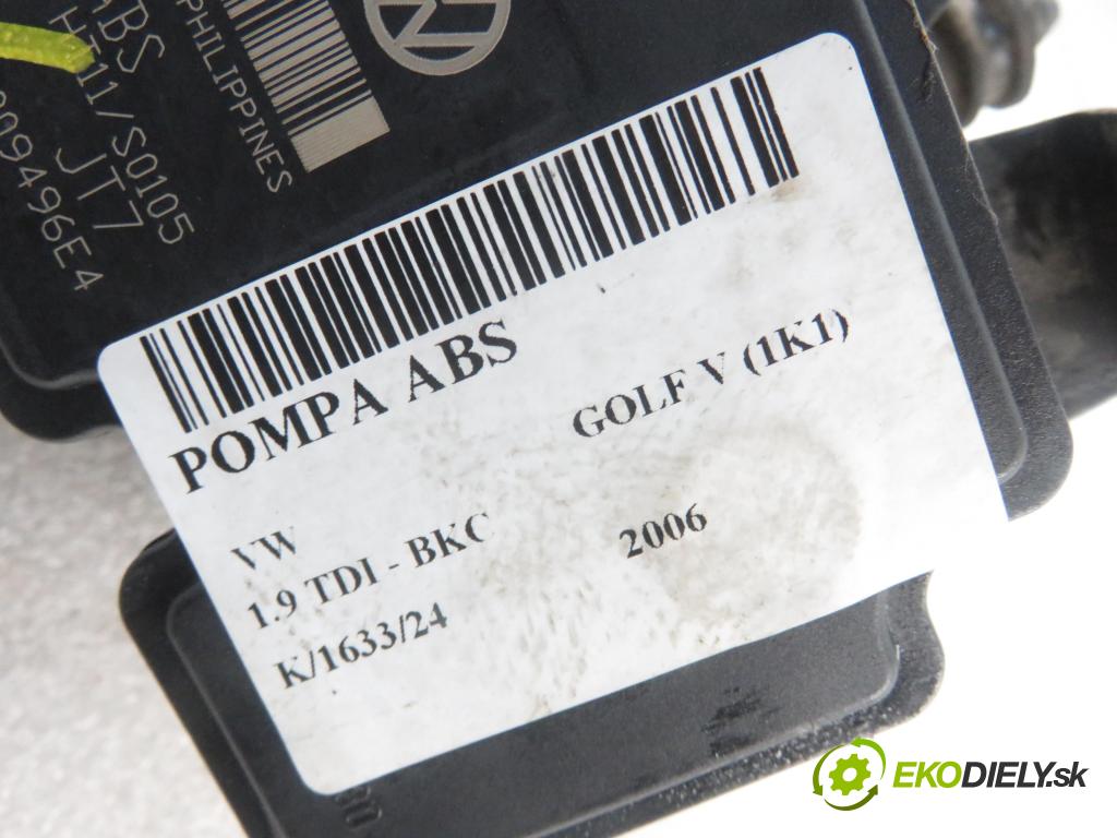 VW GOLF V (1K1) HB 2006 77,00 1.9 TDI - BXE 1896,00 Pumpa ABS 1K0907379P ; 10097003153 (Pumpy ABS)