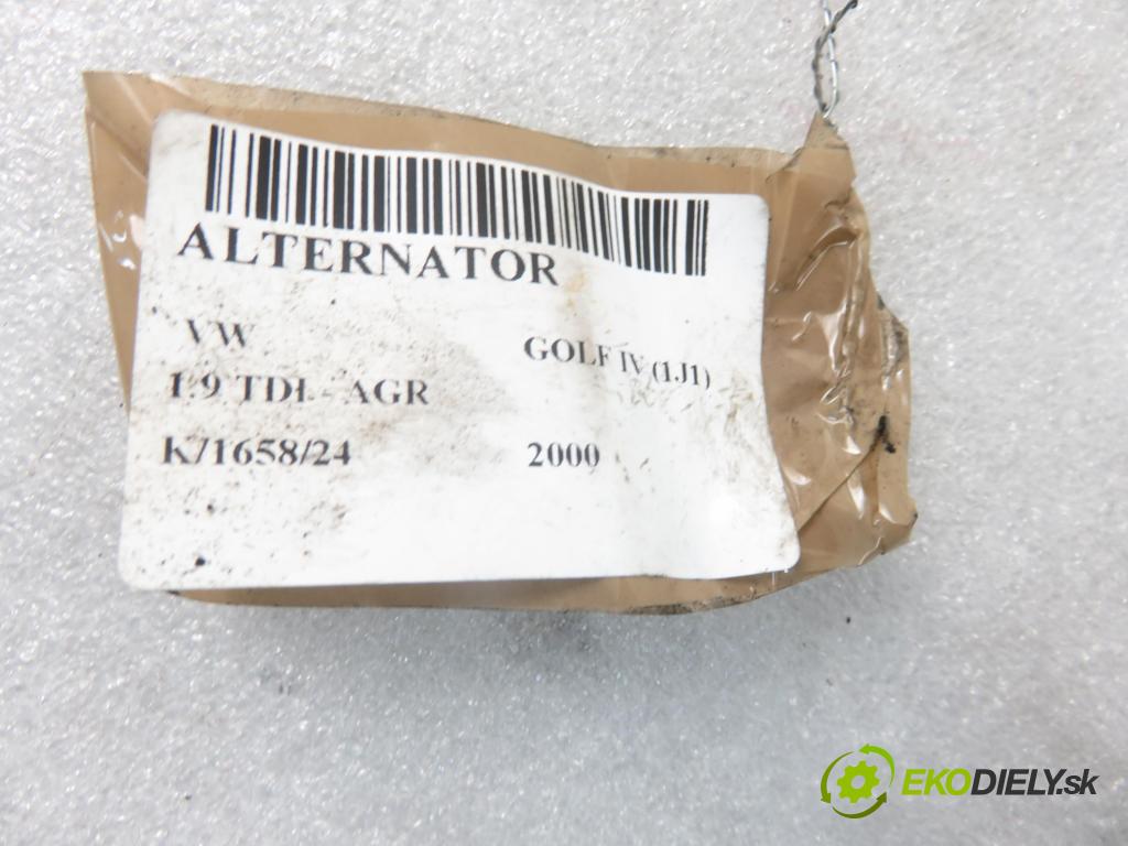 VW GOLF IV (1J1) HB 2000 66,00 1.9 TDI - AGR 1896,00 Alternátor 038903023K ; 0124315001 (Alternátory)