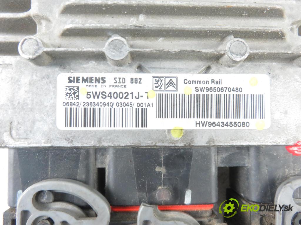 CITROEN C3 I (FC_) HB 2003 50,00 1.4 HDi 8V - 8HX 1398,00 Riadiaca jednotka Motor 5WS40021JT ; 9650670480 ; 9643455080