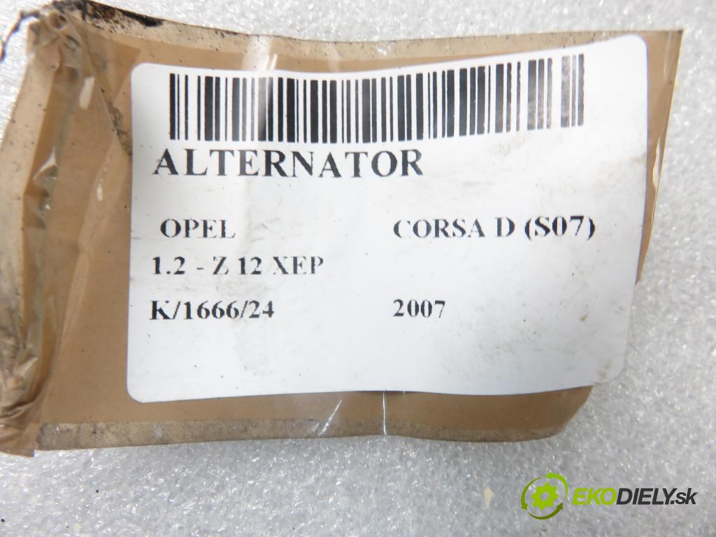 OPEL CORSA D (S07) HB 2007 59,00 1.2 - Z 12 XEP 1229,00 Alternátor 13222930ZY ; 13222930 ; 0124325171 (Alternátory)