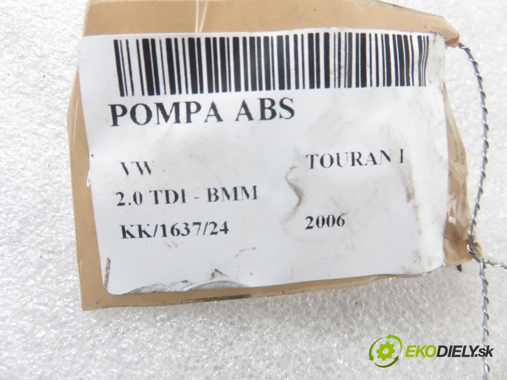 VW TOURAN (1T1, 1T2) MINIVAN 2006 103,00 2.0 TDI - BMM 1968,00 Pumpa ABS 1K0907379AA ; 10096003603 (Pumpy ABS)