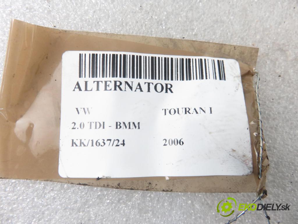 VW TOURAN (1T1, 1T2) MINIVAN 2006 103,00 2.0 TDI - BMM 1968,00 Alternátor 06F903023C ; TG14C011 (Alternátory)