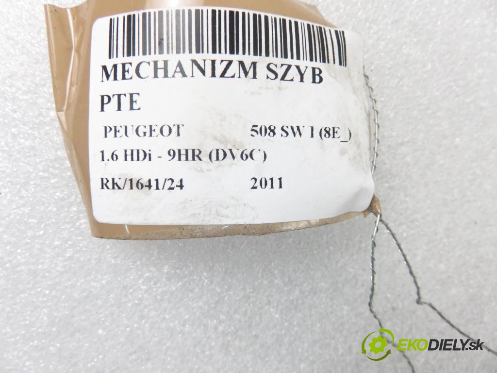 PEUGEOT 508 SW I (8E_) KOMBI 2011 82,00 1.6 e-HDi 8V 112 - 9HR 1560,00 mechanismus oken PTE 9686441280 ; 9688808380 ; 0130822568