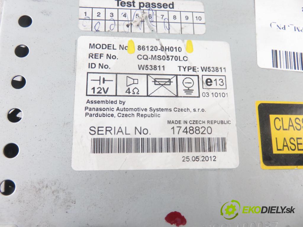 CITROEN C1 (PM_, PN_) HB 2012 50,00 1.0 12V R3 68 - 1KR-FE 998,00 RADIO CD 861200H010