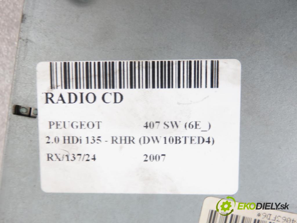 PEUGEOT 407 SW (6E_) KOMBI 2007 100,00 2.0 HDi 135 - RHR 1997,00 RADIO CD 96640242YP