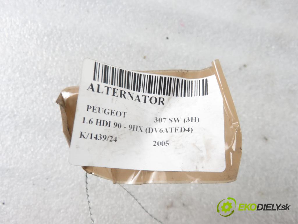 PEUGEOT 307 SW (3H) KOMBI 2005 66,00 1.6 HDI 90 - 9HX (DV6ATED4) 1560,00 Alternátor 9646321880 ; 0124525035 (Alternátory)