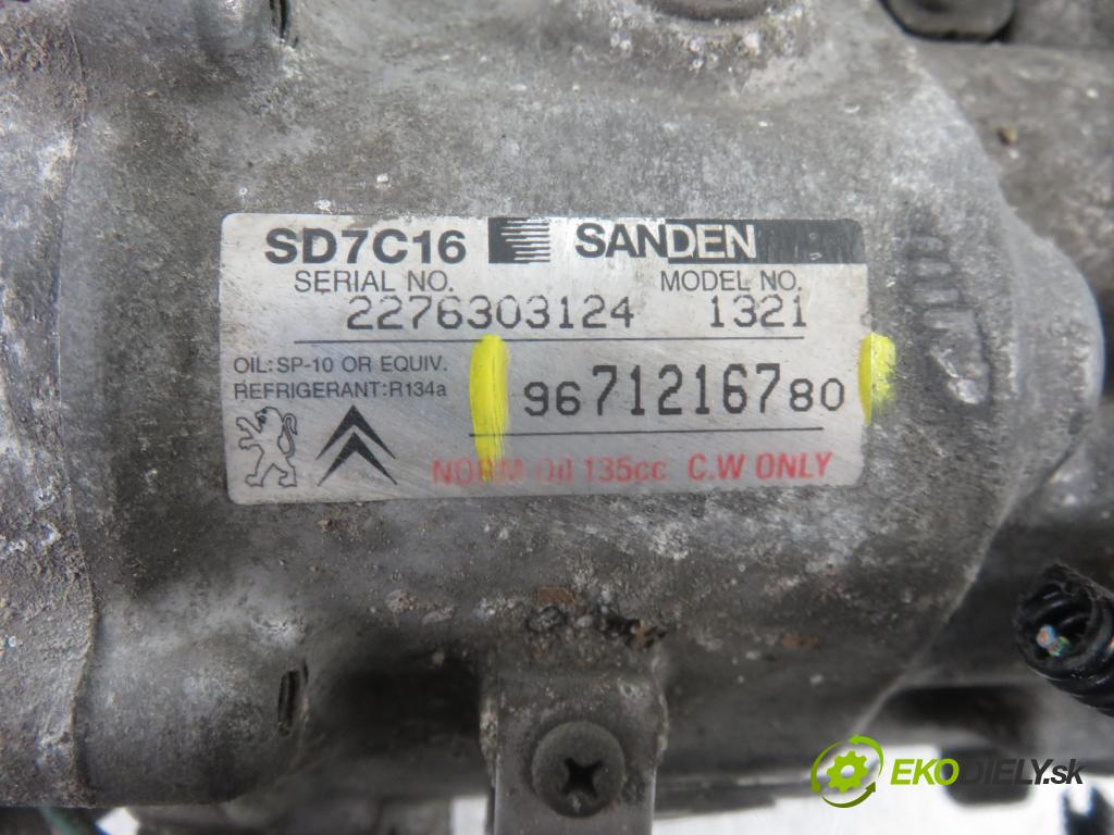 PEUGEOT 508 SW I (8E_) KOMBI 2011 82,00 1.6 e-HDi 8V 112 - 9HR 1560,00 KOMPRESOR: klimatizácie 9671216780 (Kompresory klimatizácie)