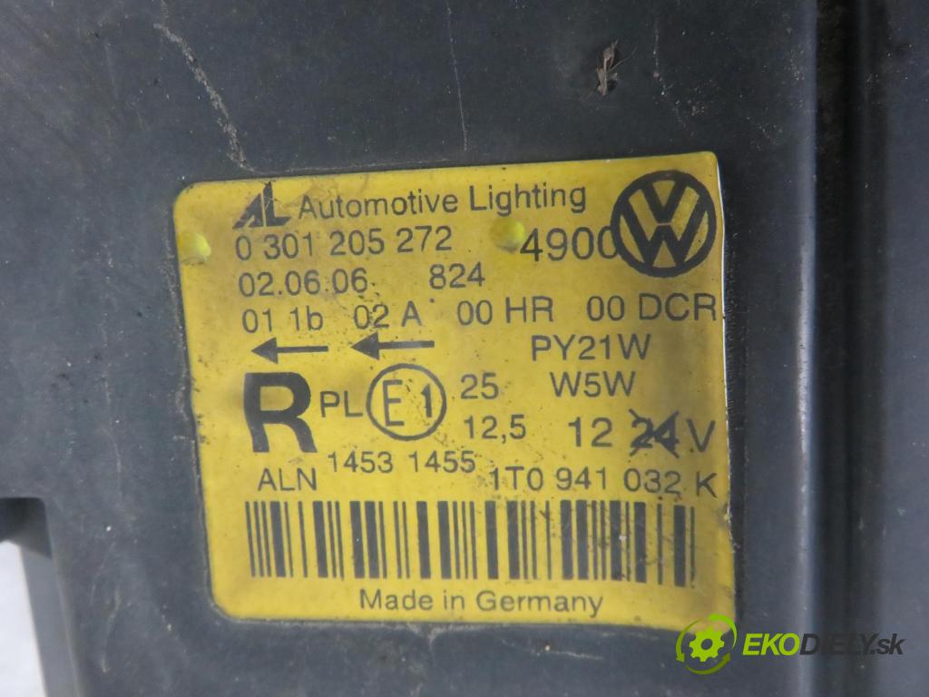 VW TOURAN (1T1, 1T2) MINIVAN 2006 103,00 2.0 TDI - BMM 1968,00 Svetlo PP 1307329082 ; 0301205272