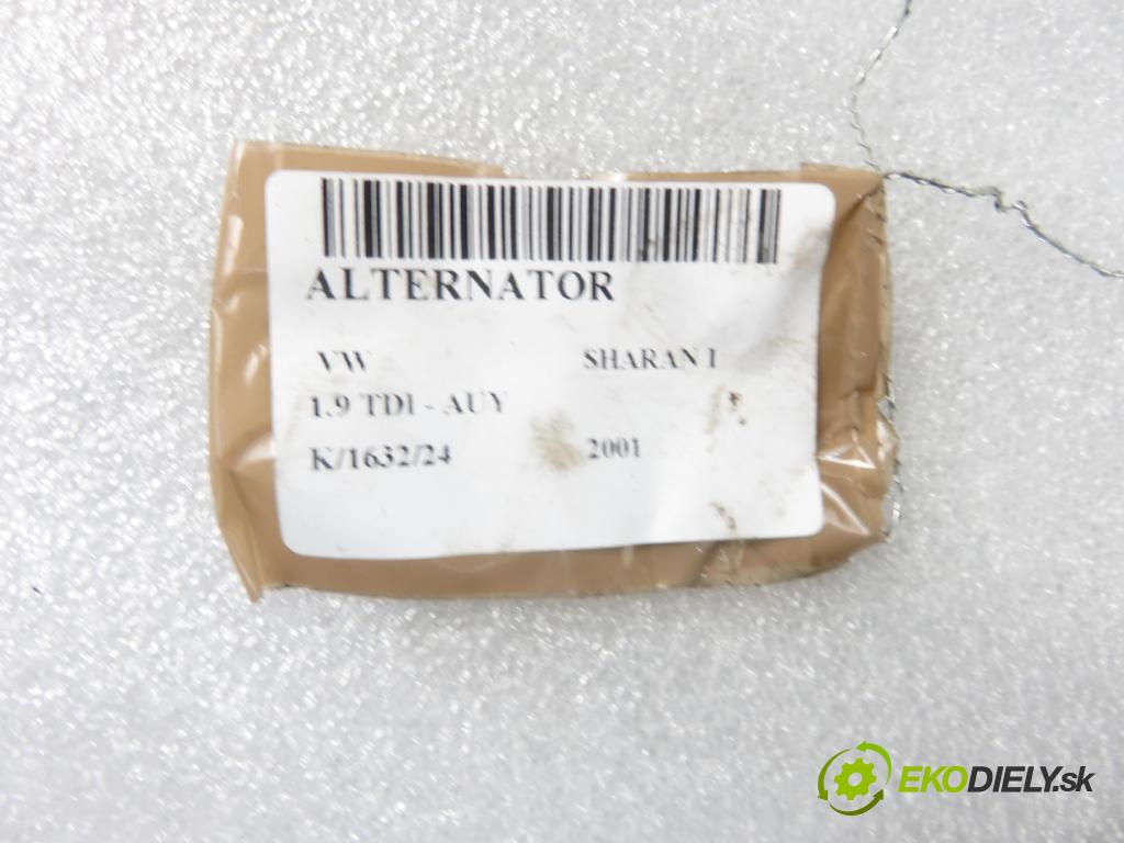 VW SHARAN (7M8, 7M9, 7M6) MINIVAN 2001 85,00 1.9 TDI PD 115 - AUY 1896,00 Alternátor 038903023L ; 0124325001 (Alternátory)