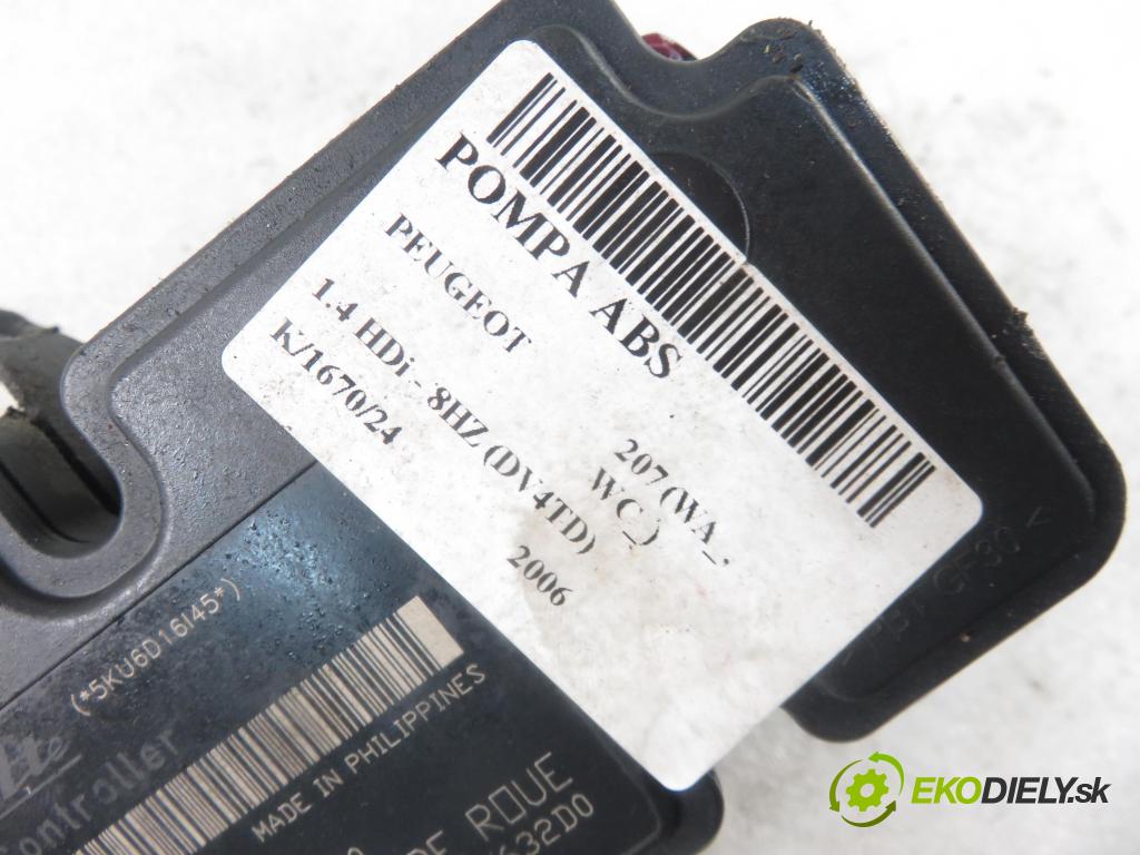 PEUGEOT 207 (WA_, WC_) HB 2006 50,00 1.4 HDi 8V 68 - 8HZ 1398,00 Pumpa ABS 9661691580 ; 10020700764 ; 10097011313 (Pumpy ABS)