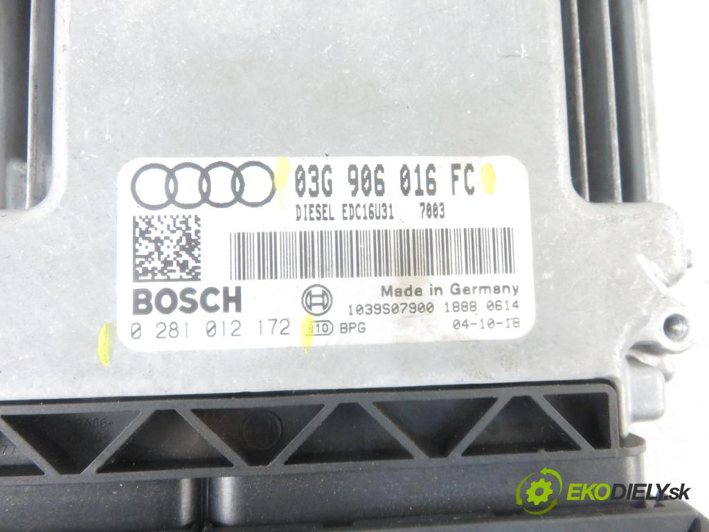 AUDI A4 (8EC, B7) SEDAN 2005 100,00 2.0 TDI - BNA 1968,00 Riadiaca jednotka Motor 03G906016FC ; 0281012172