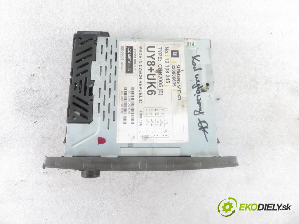 OPEL MERIVA A nadwozie wielkoprzestrzenne (MPV) (X03) MINIVAN 2004 74,00 1.7 CDTI 100 - Z 17 DTH 1686,00 RADIO CD 330886636 ; 13138245