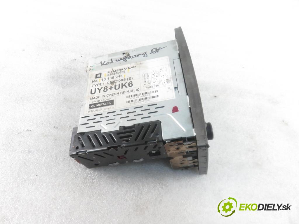 OPEL MERIVA A nadwozie wielkoprzestrzenne (MPV) (X03) MINIVAN 2004 74,00 1.7 CDTI 100 - Z 17 DTH 1686,00 RADIO CD 330886636 ; 13138245