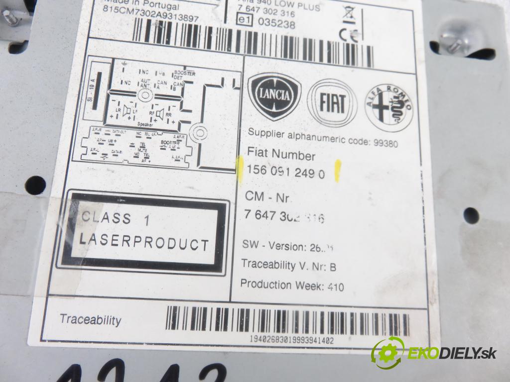 ALFA ROMEO GIULIETTA (940_) HB 2011 77,00 1.6 JTDM (940FXD1A) - 940 A3.000 1598,00 RADIO CD 1560912490