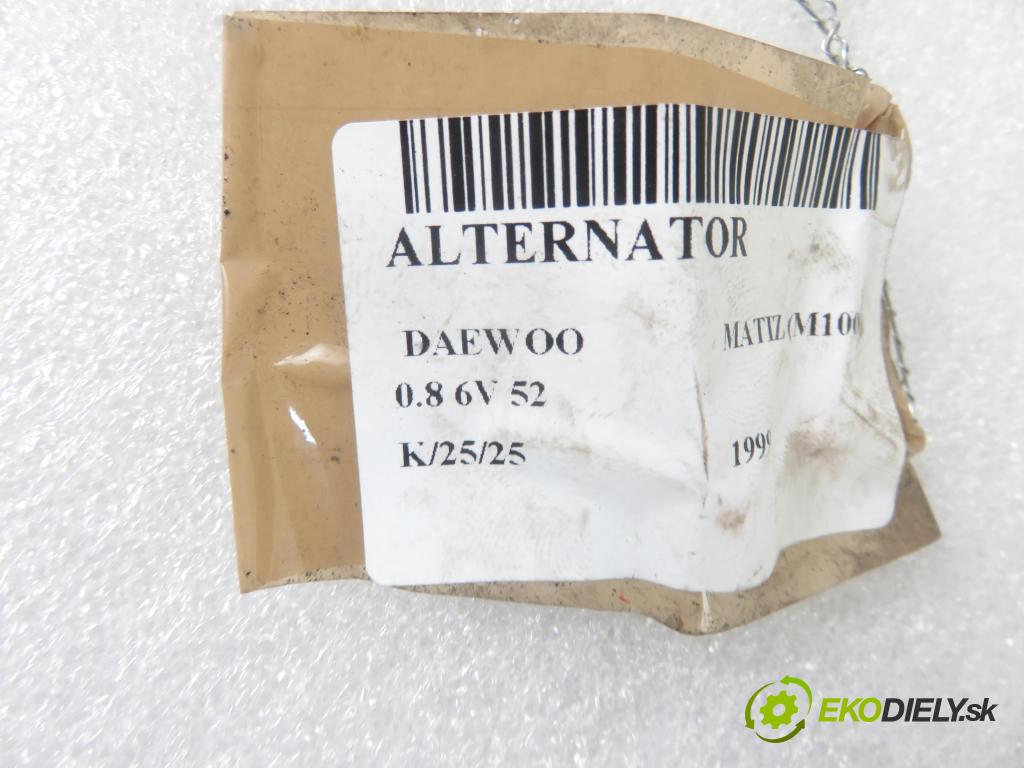 DAEWOO MATIZ (M100) HB 1999 38,00 0.8 6V 52 796,00 Alternátor 96380673 (Alternátory)