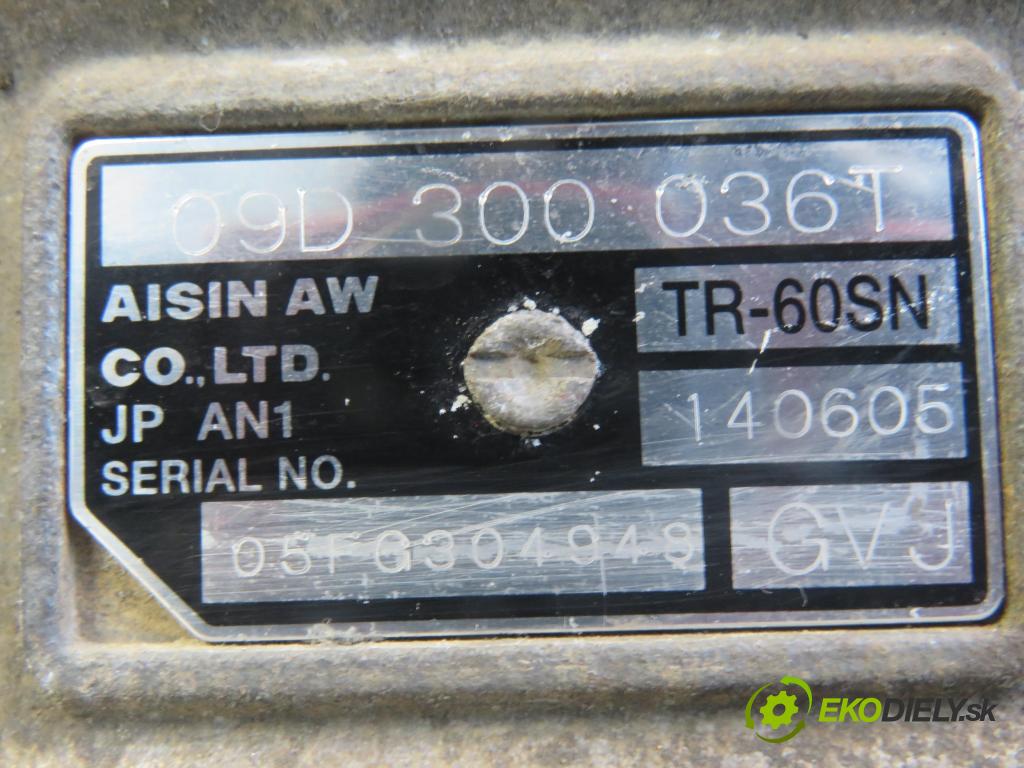 VW TOUAREG (7LA, 7L6, 7L7) SUV 2005 165,00 3.0 V6 TDI 224 - BKS 2967,00 Prevodovka automatická GVJ ; TR60SN ; 09D300036T