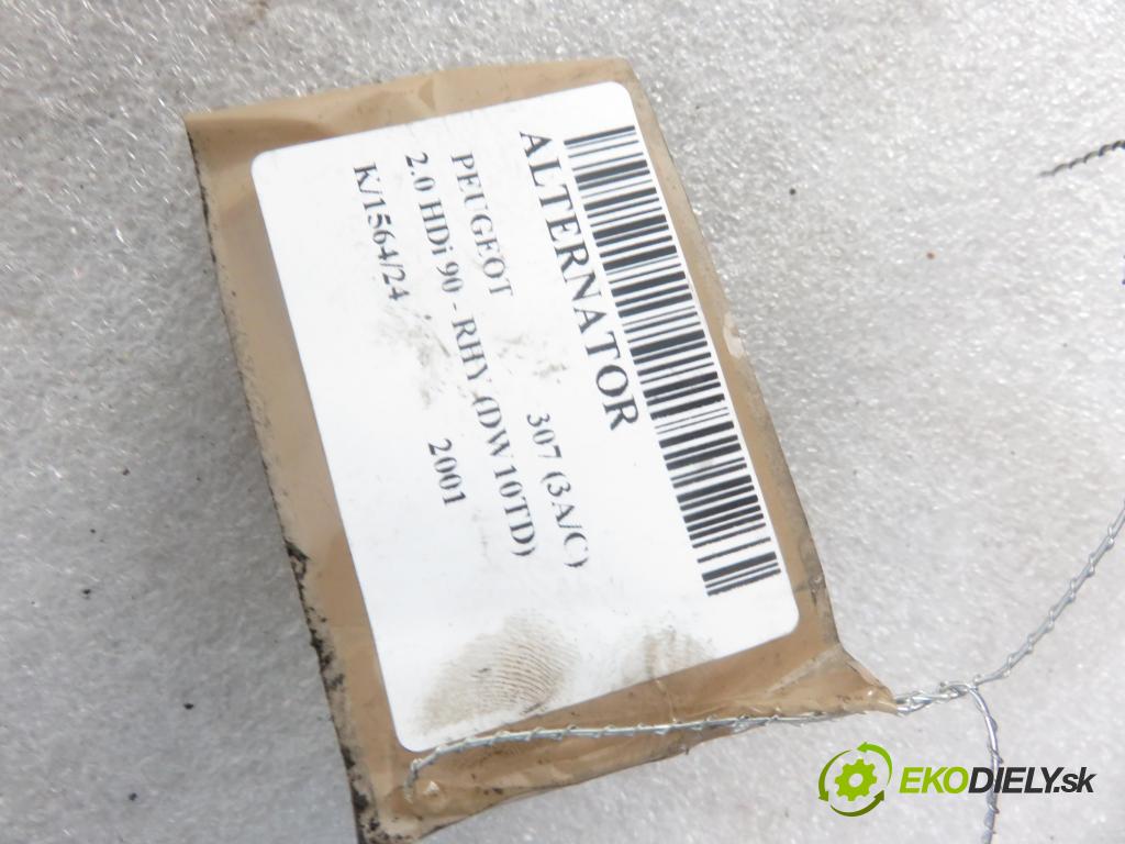 PEUGEOT 307 (3A/C) HB 2001 66,00 2.0 HDi 90 - RHY (DW10TD) 1997,00 Alternátor 2291221502 (Alternátory)