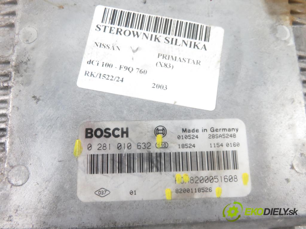 NISSAN PRIMASTAR Autobus (X83) BUS 2003 74,00 1.9 dCi 100 - F9Q 760 1870,00 Riadiaca jednotka Motor 8200051608 ; 8200118526 ; 0281010632