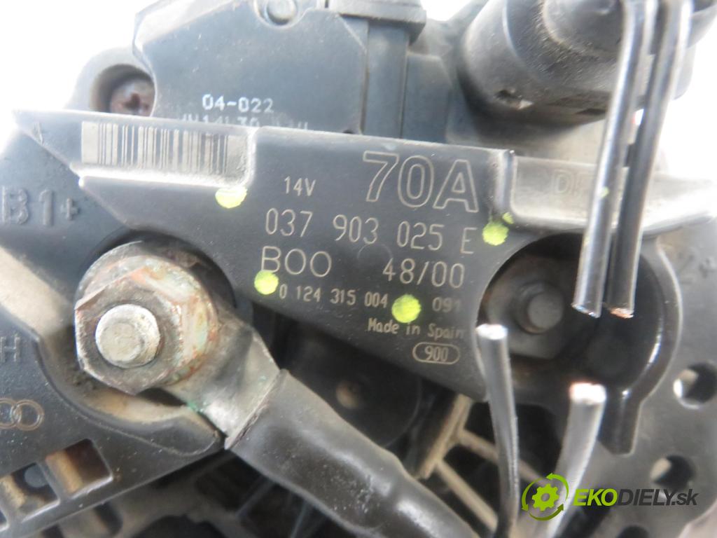 VW BORA (1J2) SEDAN 2001 77,00 1.6 16V - AZD 1598,00 Alternátor 037903025E ; 0124315004 (Alternátory)
