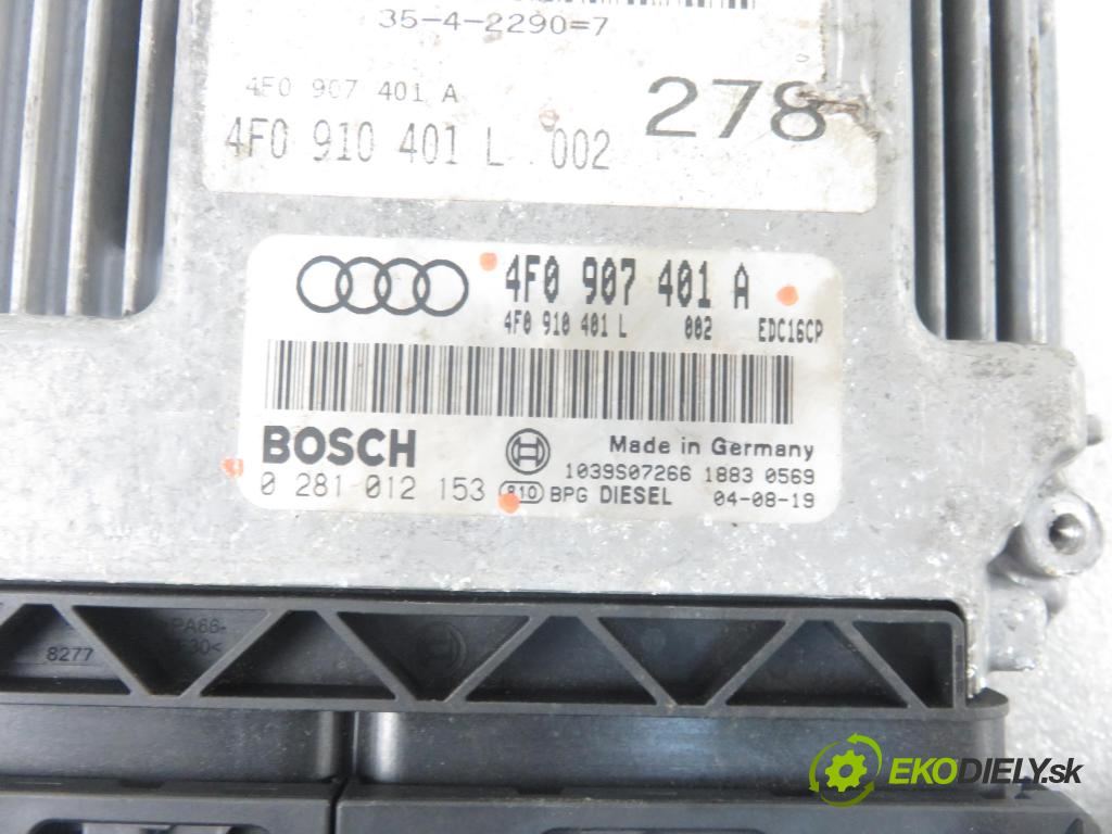 AUDI A6 (4F2, C6) SEDAN 2004 165,00 3.0 TDI quattro - BMK 2967,00 Riadiaca jednotka Motor 4F0907401A ; 0281012153