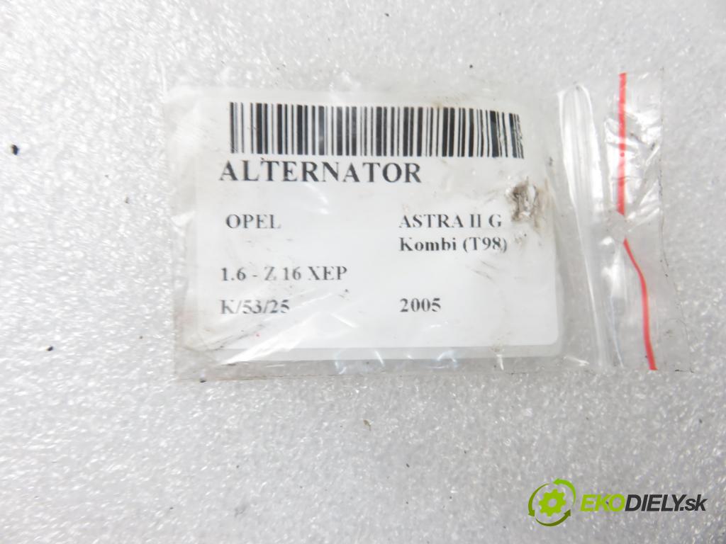 OPEL ASTRA G Kombi (T98) KOMBI 2005 76,00 1.6 16V 103 TwinPort - Z 16 XEP 1598,00 Alternátor 0124425020 ; 55556067 (Alternátory)