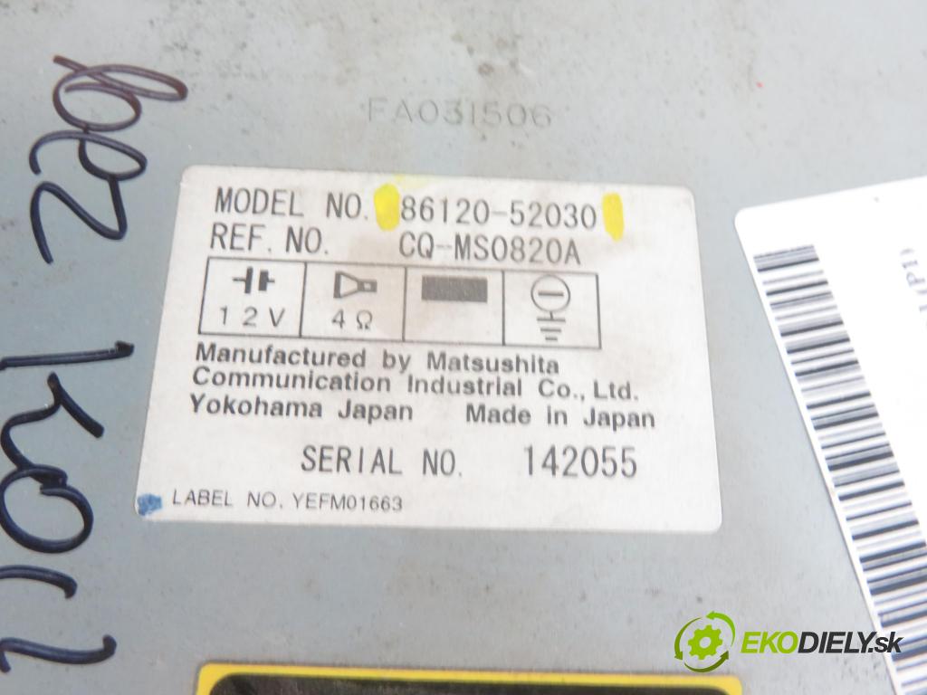 TOYOTA YARIS (_P1_) HB 2001 50,00 1.0 VVT- i 68 - 1SZ-FE 998,00 RADIO CD 8612052030