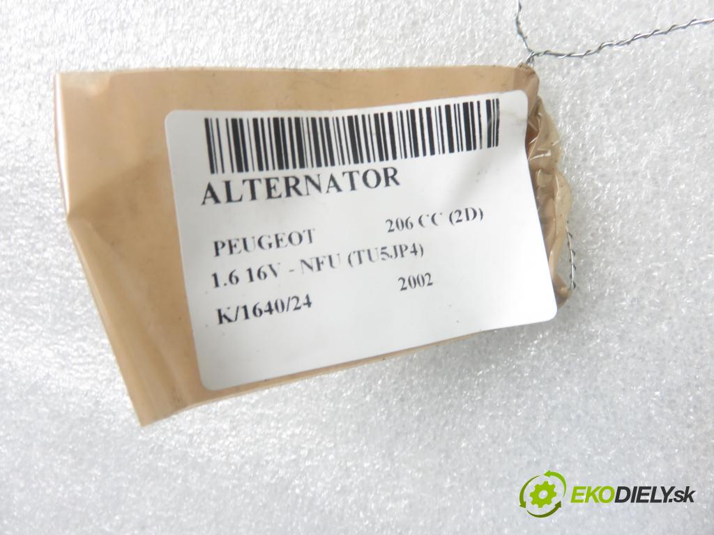 PEUGEOT 206 CC (2D) C/C 2002 80,00 1.6 16V - NFU 1587,00 Alternátor 9641398480 ; 63321733 (Alternátory)