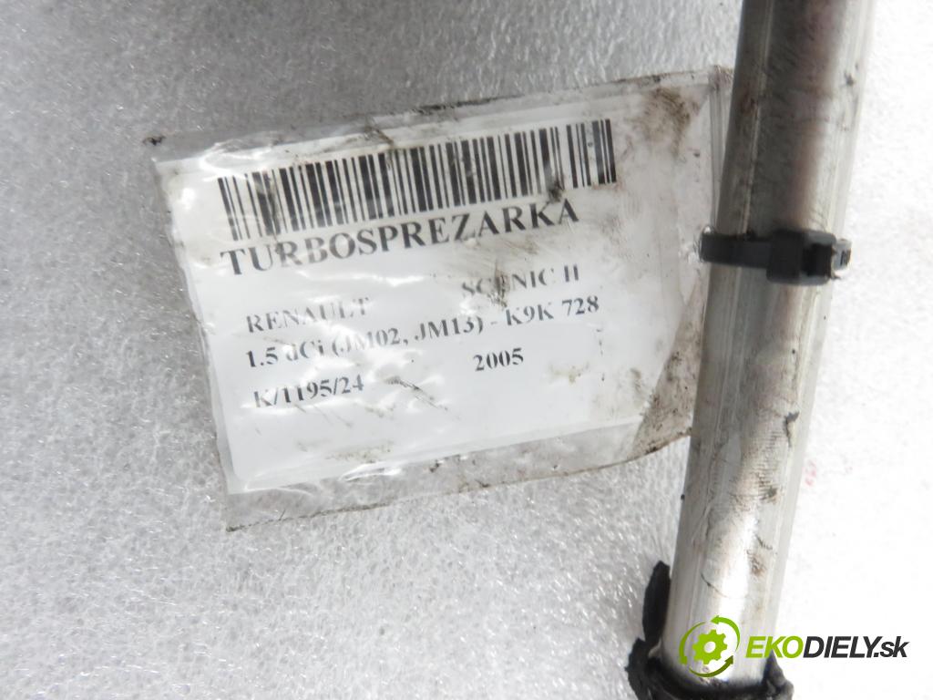 RENAULT SCENIC II (JM0/1_) MINIVAN 2005 74,00 1.5 dCi 101 - K9K 728 1461,00 RYCHLONABÍJEČKA: 54431015079 (Turbodúchadla (kompletní))