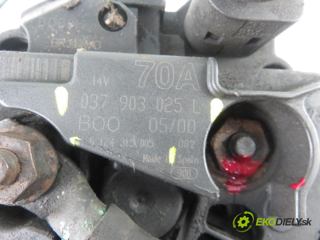 VW POLO (6N2) HB 2001 37,00 1.0 MPI 50 - AUC 999,00 Alternátor 037903025L ; 0124315005 (Alternátory)