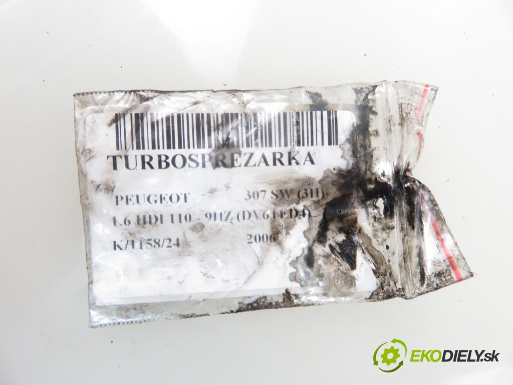 PEUGEOT 307 SW (3H) KOMBI 2006 80,00 1.6 HDI 110 - 9HZ (DV6TED4) 1560,00 RYCHLONABÍJEČKA: 9660641380 (Turbodúchadla (kompletní))
