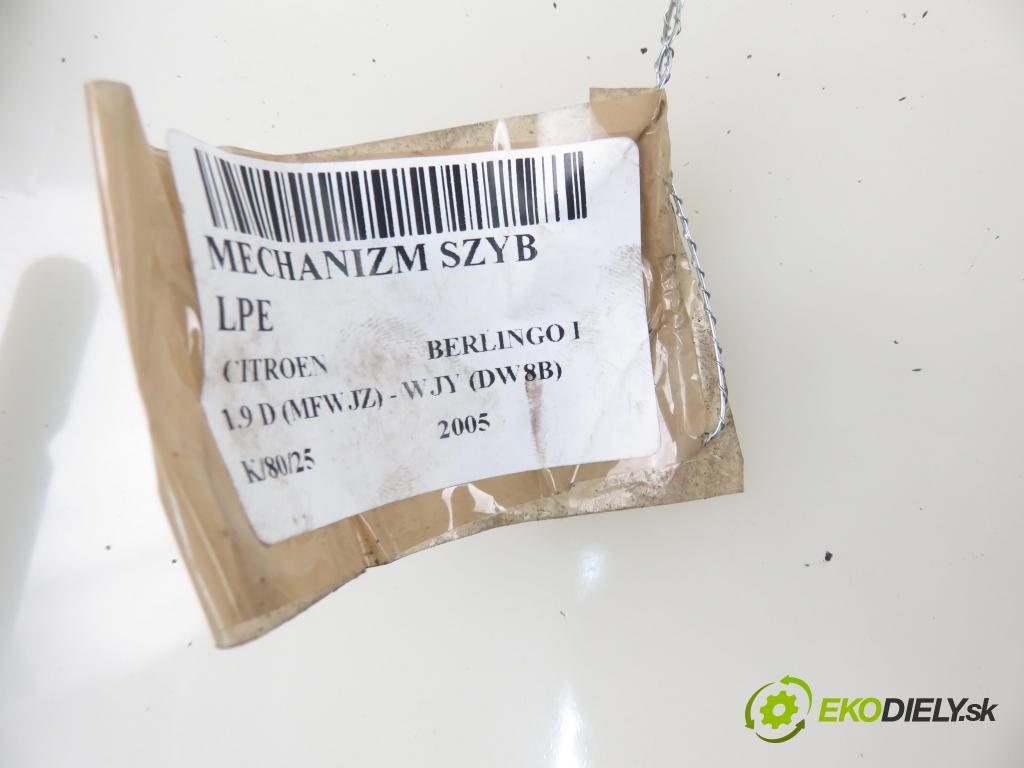 CITROEN BERLINGO / BERLINGO FIRST nadwozie wielkoprzestrzenne (MPV) KOMBIVAN 2005 51,00 1.9 D - WJY (DW8B) 1868,00 mechanismus oken 0130821763