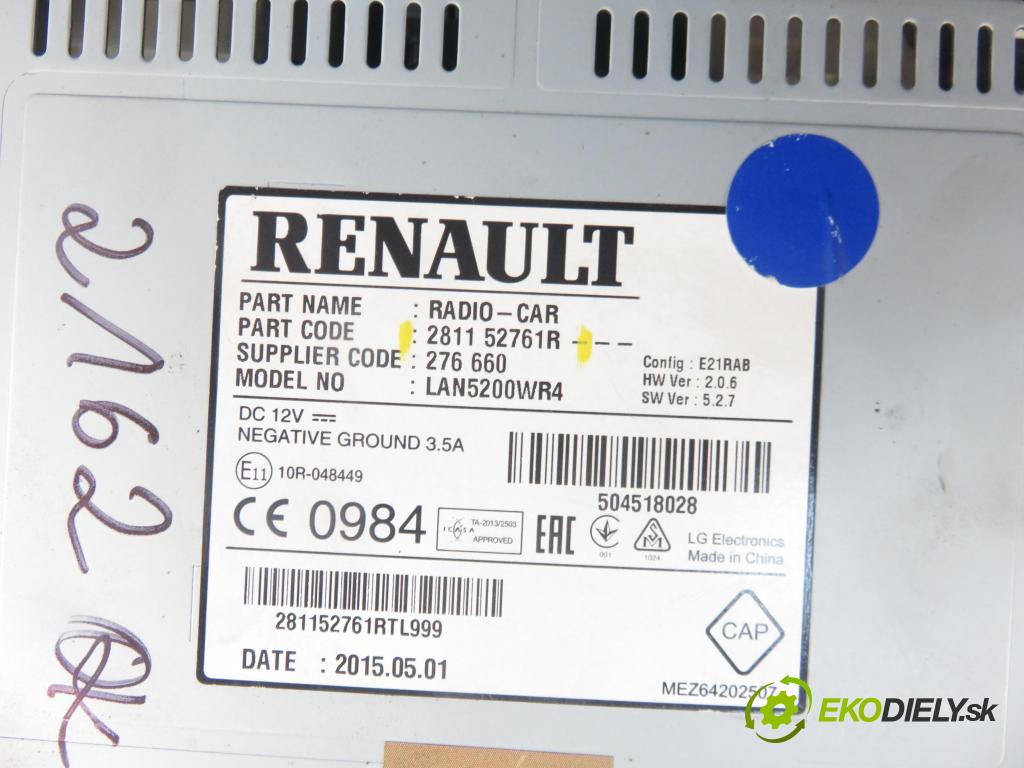 DACIA SANDERO II HB 2015 55,00 1.2 75 - D4F 732 1149,00 RADIO 281152761R