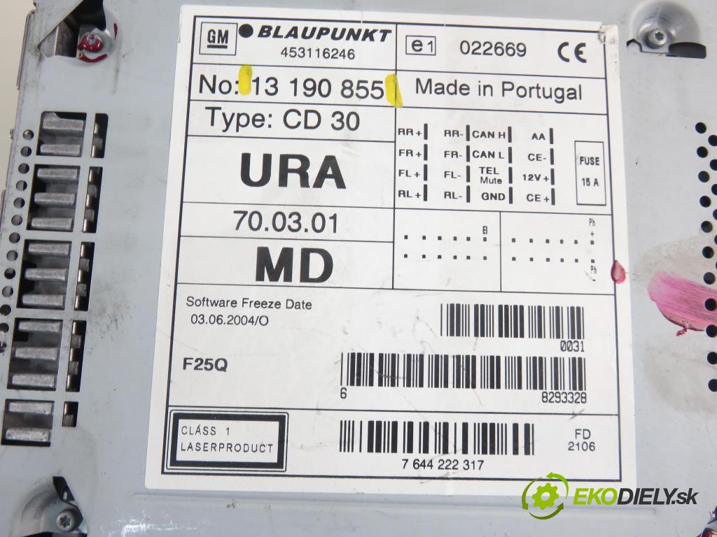 OPEL MERIVA A nadwozie wielkoprzestrzenne (MPV) (X03) HB 2006 77,00 1.6 16V 105 - Z 16 XEP 1598,00 RADIO 13190855