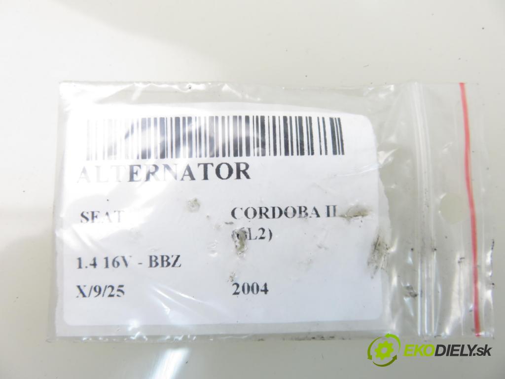 SEAT CORDOBA (6L2) SEDAN 2004 74,00 1.4 16V - BBZ 1390,00 Alternátor 037903025G ; 0124315007 (Alternátory)