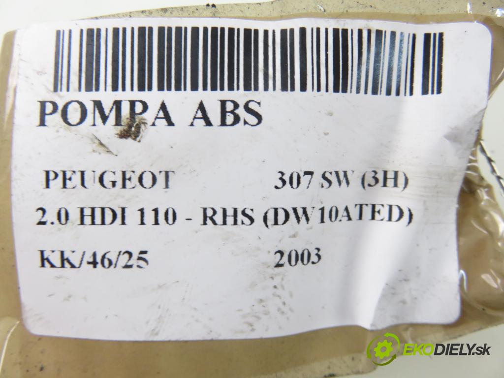 PEUGEOT 307 SW (3H) KOMBI 2003 79,00 2.0 HDI 110 - RHS 1997,00 Pumpa ABS 0265950084 ; 0265225188 (Pumpy ABS)
