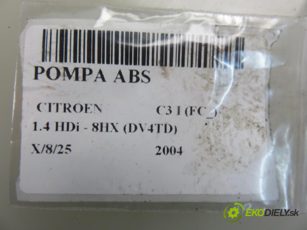 CITROEN C3 I (FC_) HB 2004 50,00 1.4 HDi 8V - 8HX 1398,00 Pumpa ABS 10097011183 ; 9652182680 (Pumpy ABS)