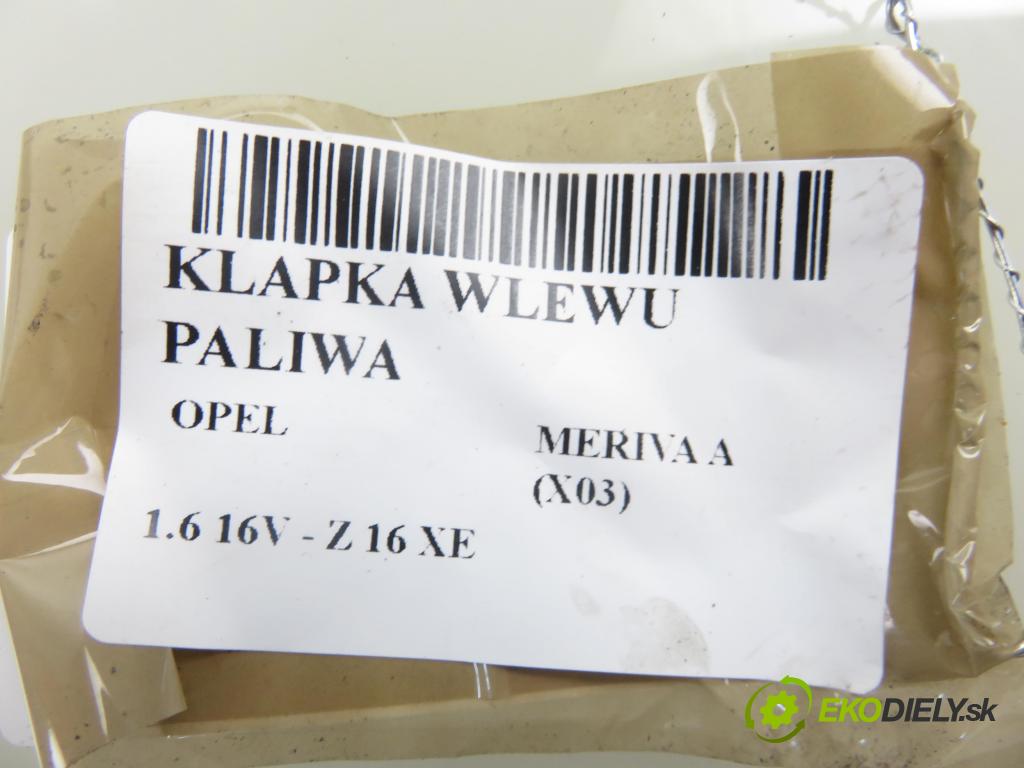 OPEL MERIVA A nadwozie wielkoprzestrzenne (MPV) (X03) MINIVAN 2005 74,00 1.6 16V - Z 16 XE 1598,00 Dvierka nádrže paliva 13123250 (Ostatné)