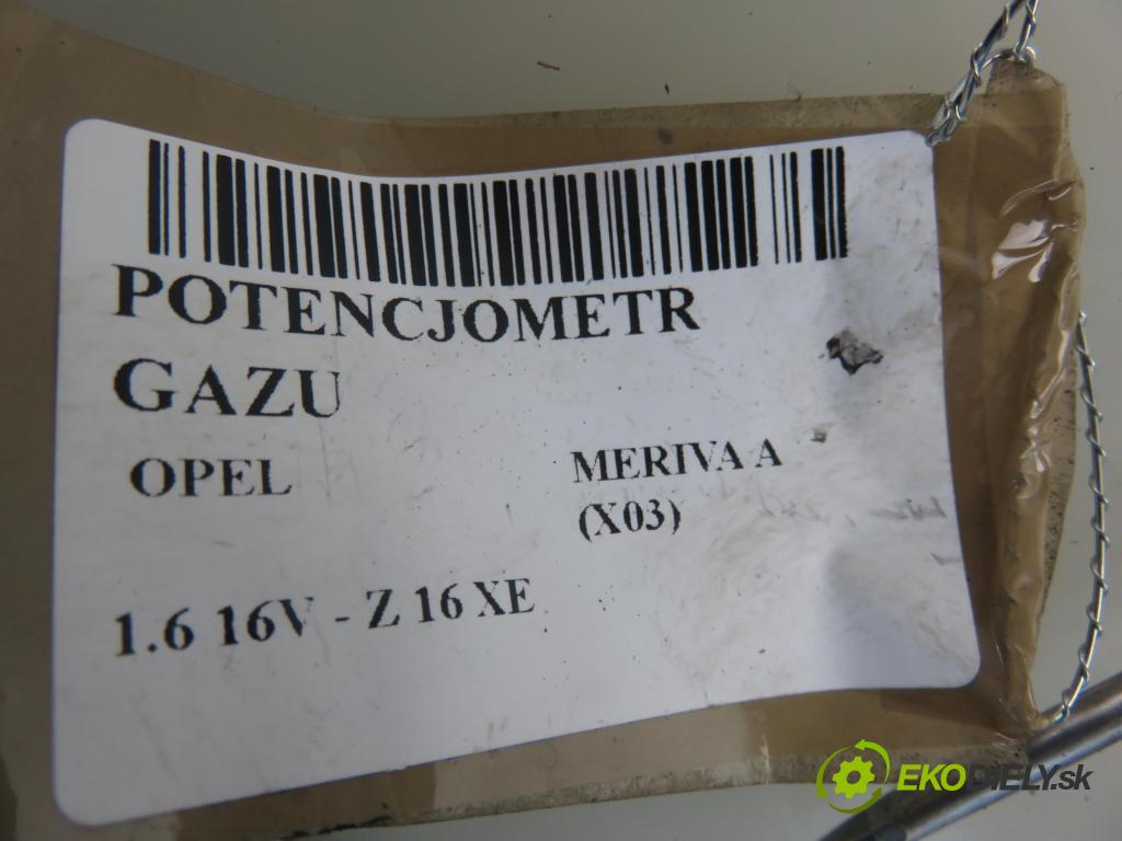 OPEL MERIVA A nadwozie wielkoprzestrzenne (MPV) (X03) MINIVAN 2005 74,00 1.6 16V - Z 16 XE 1598,00 Potenciometer plynu 93335443DA (Potenciometer plynového pedálu)