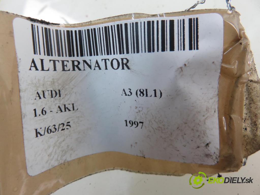 AUDI A3 (8L1) HB 1997 74,00 1.6 - AKL 1595,00 Alternátor 0123320034 ; 037903025C (Alternátory)