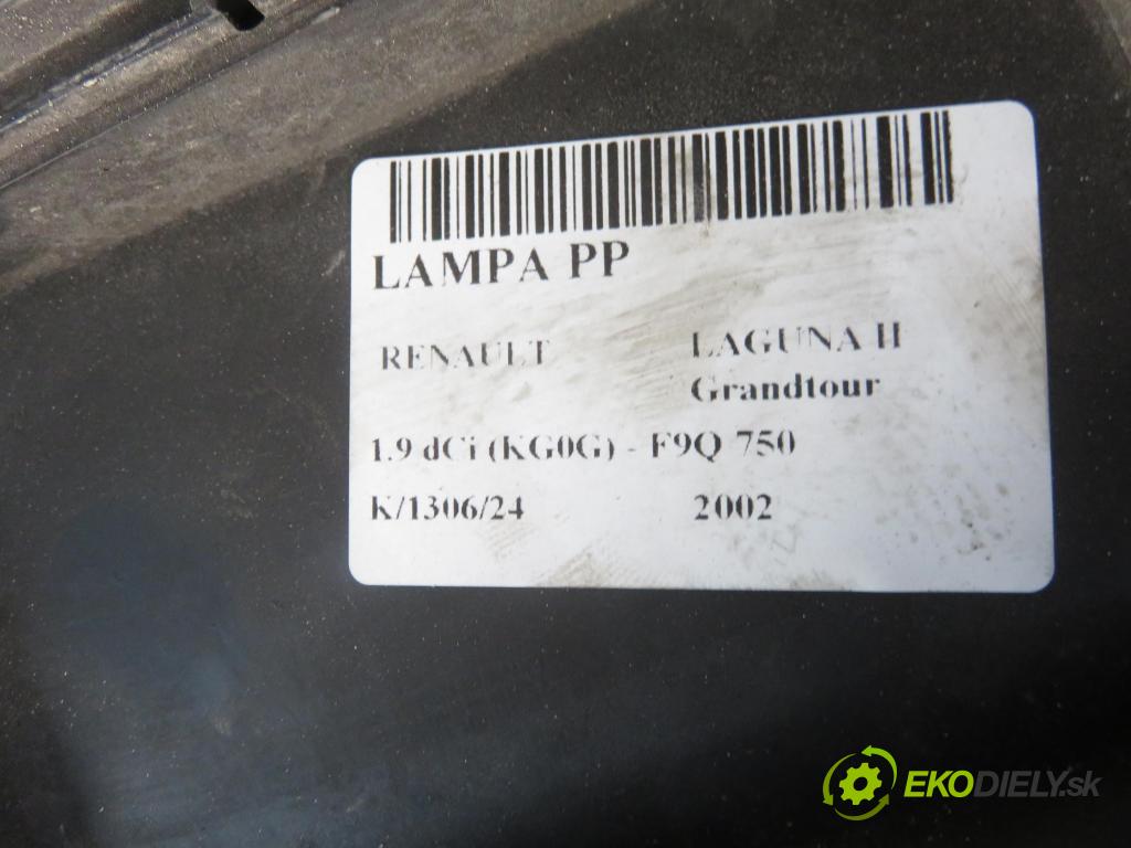 RENAULT LAGUNA II Grandtour (KG0/1_) KOMBI 2002 88,00 1.9 dCi 120 - F9Q 750 1870,00 světlo PP 8200002847
