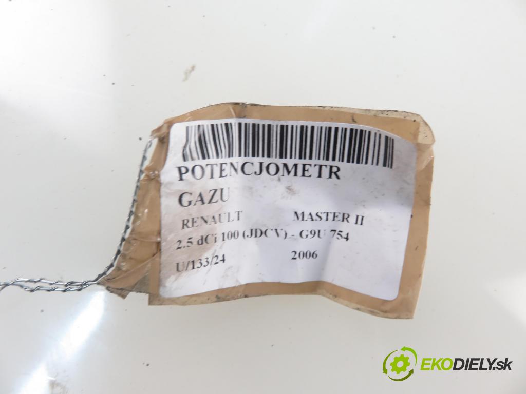 RENAULT MASTER II Autobus (JD) BUS 2006 0,00 2.5 dCi 100 (JDCV) - G9U 754 2464,00 Potenciometer plynu 8200313107 ; 6PV00811905 (Pedále)